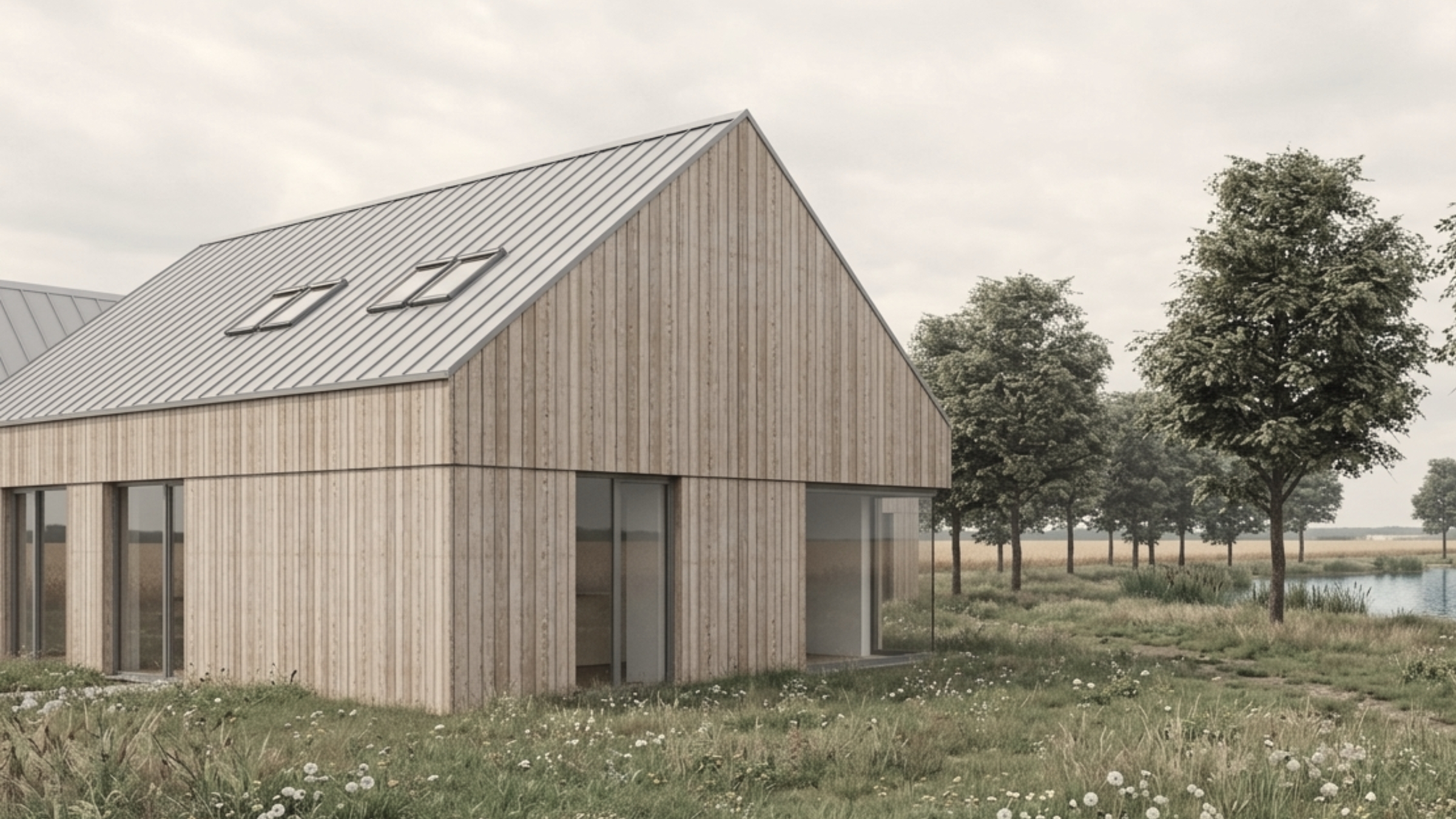 Boczna elewacja domu jednorodzinnego w Moszowicach według projektu studia architektonicznego ASM Architekt.