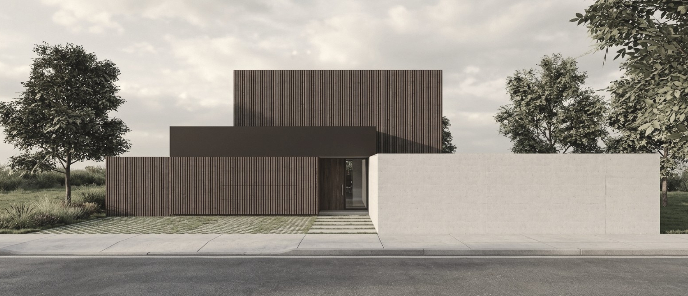 Elewacja frontowa nowoczesnego domu w Lesznie zaprojektowanego przez ASM Architekt.