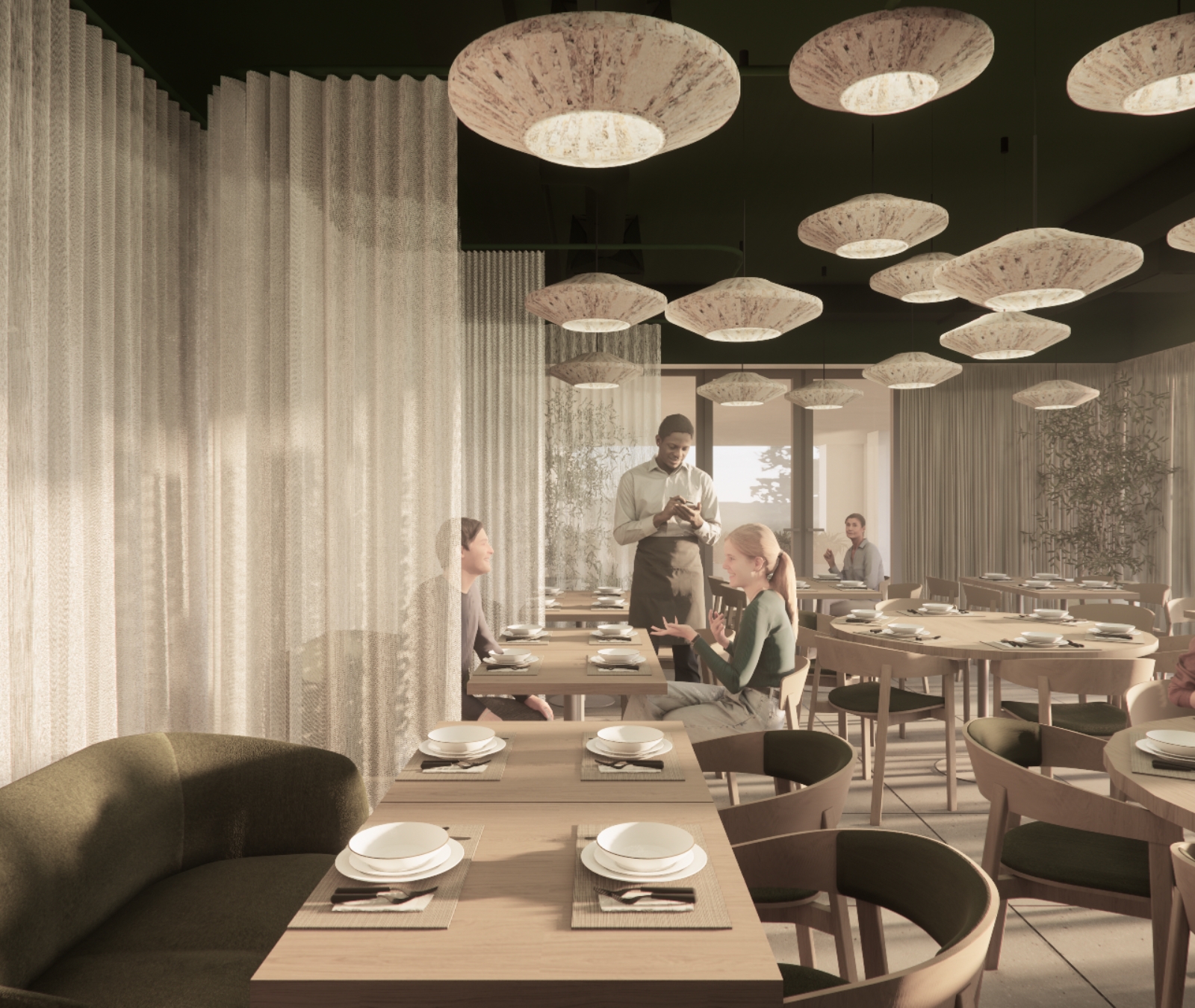 Wnętrze restauracji hotelu Masz Room według projektu studia architektonicznego ASM Architekt.