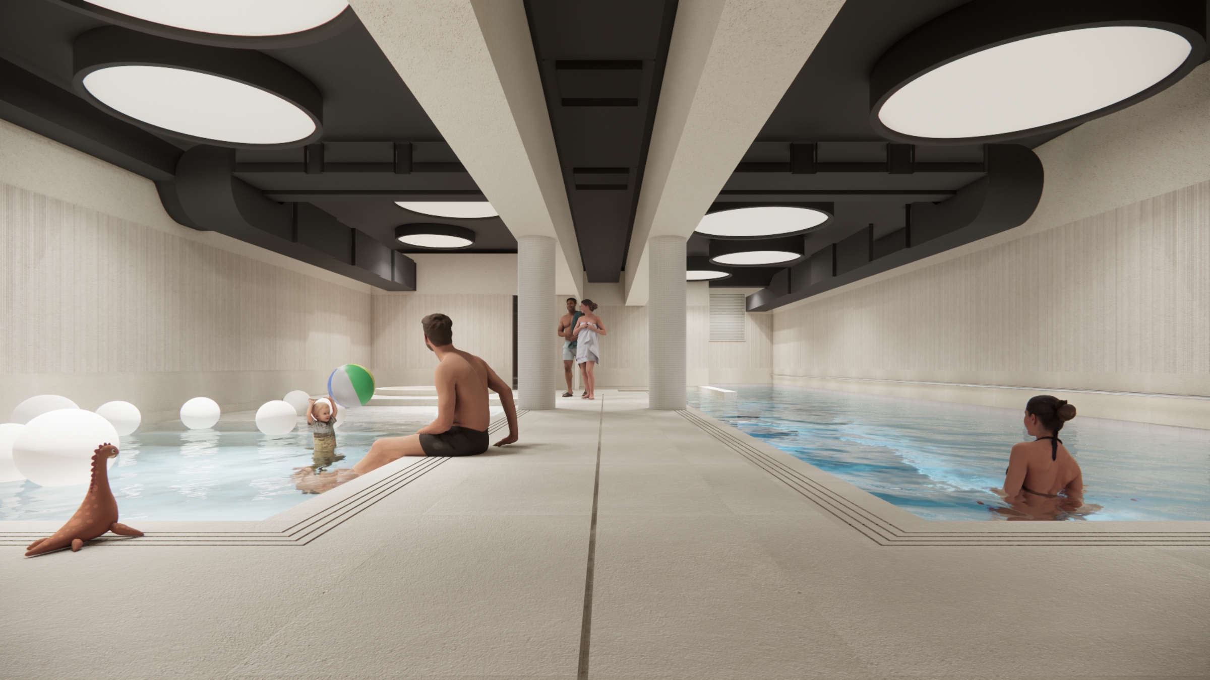 Strefa basenowa hotelu Masz Room według projektu studia ASM Architekt.