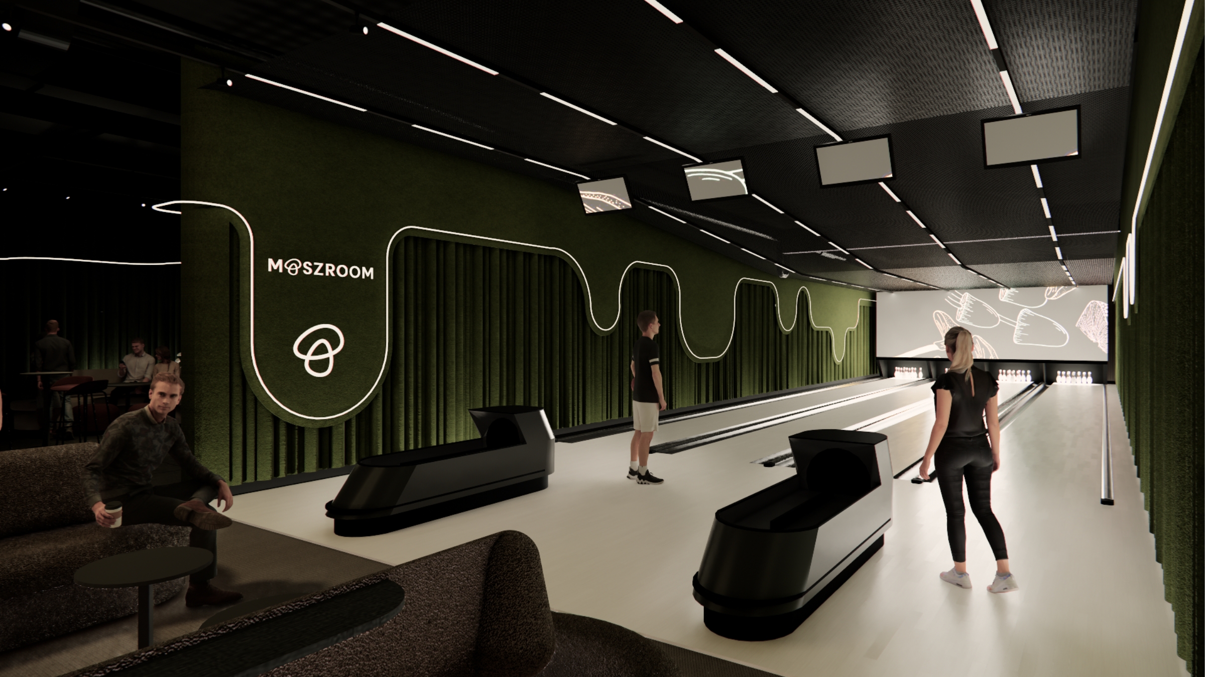 Kręgielnia hotelu Masz Room według projektu studia ASM Architekt.