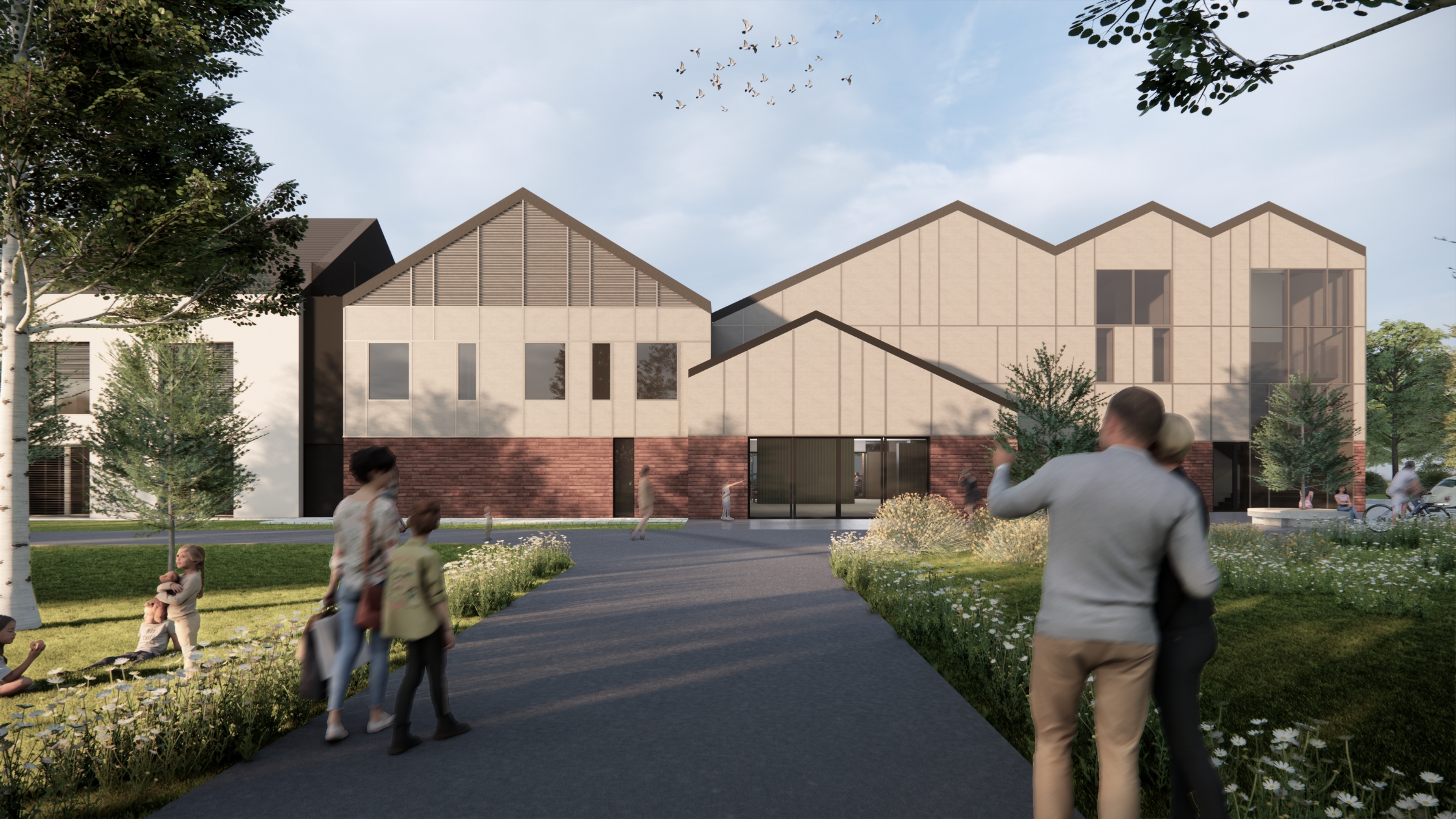 Projekt hotelu Masz Room z widokiem na główne wejście i nowoczesną architekturę autorstwa ASM Architekt.