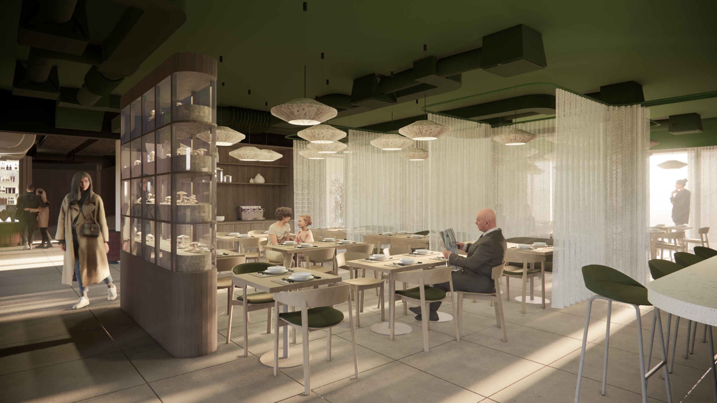 Wnętrze restauracji hotelu Masz Room według projektu studia architektonicznego ASM Architekt.