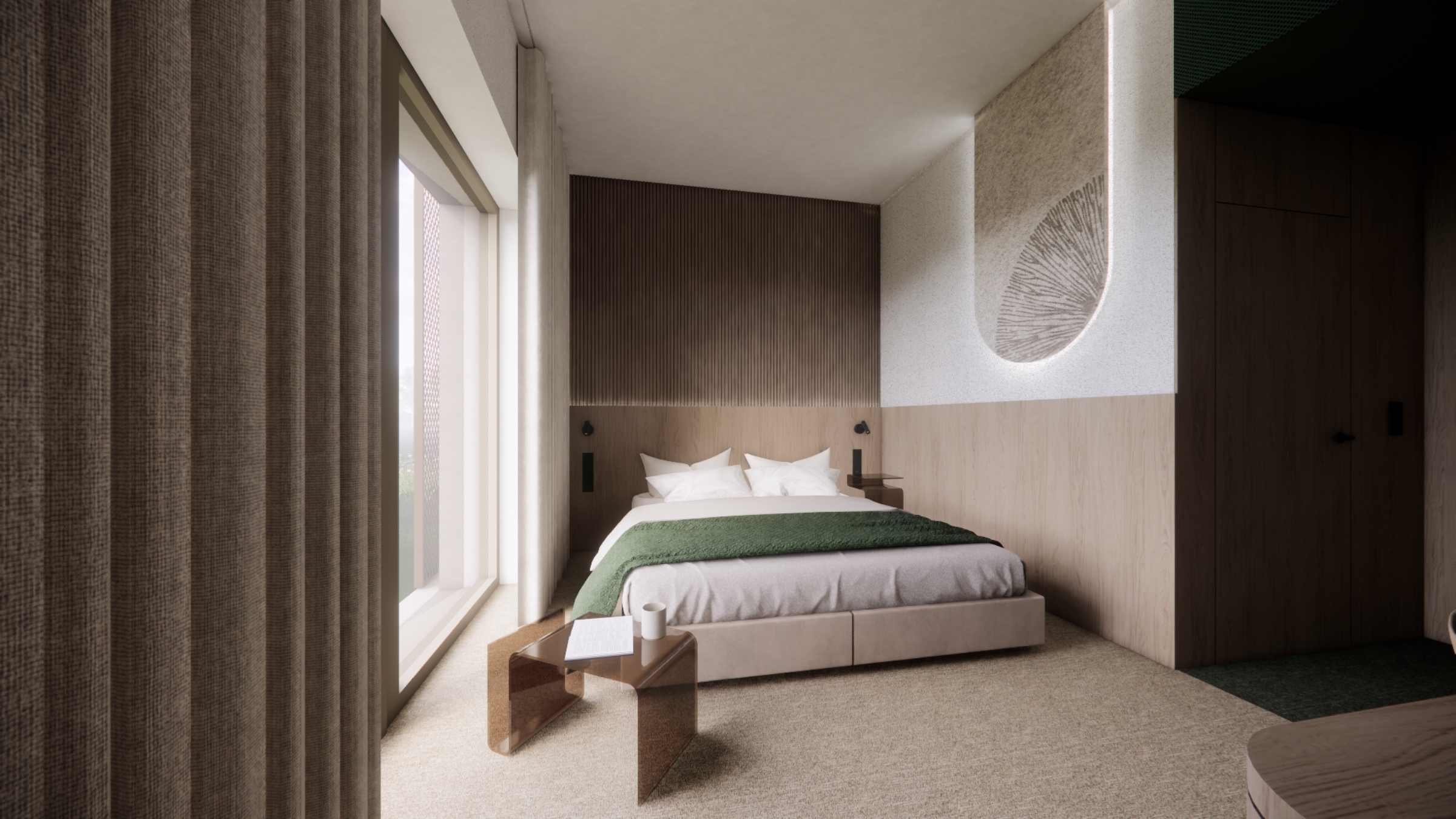 Pokój hotelowy w hotelu Masz Room zaprojektowany przez studio ASM Architekt.