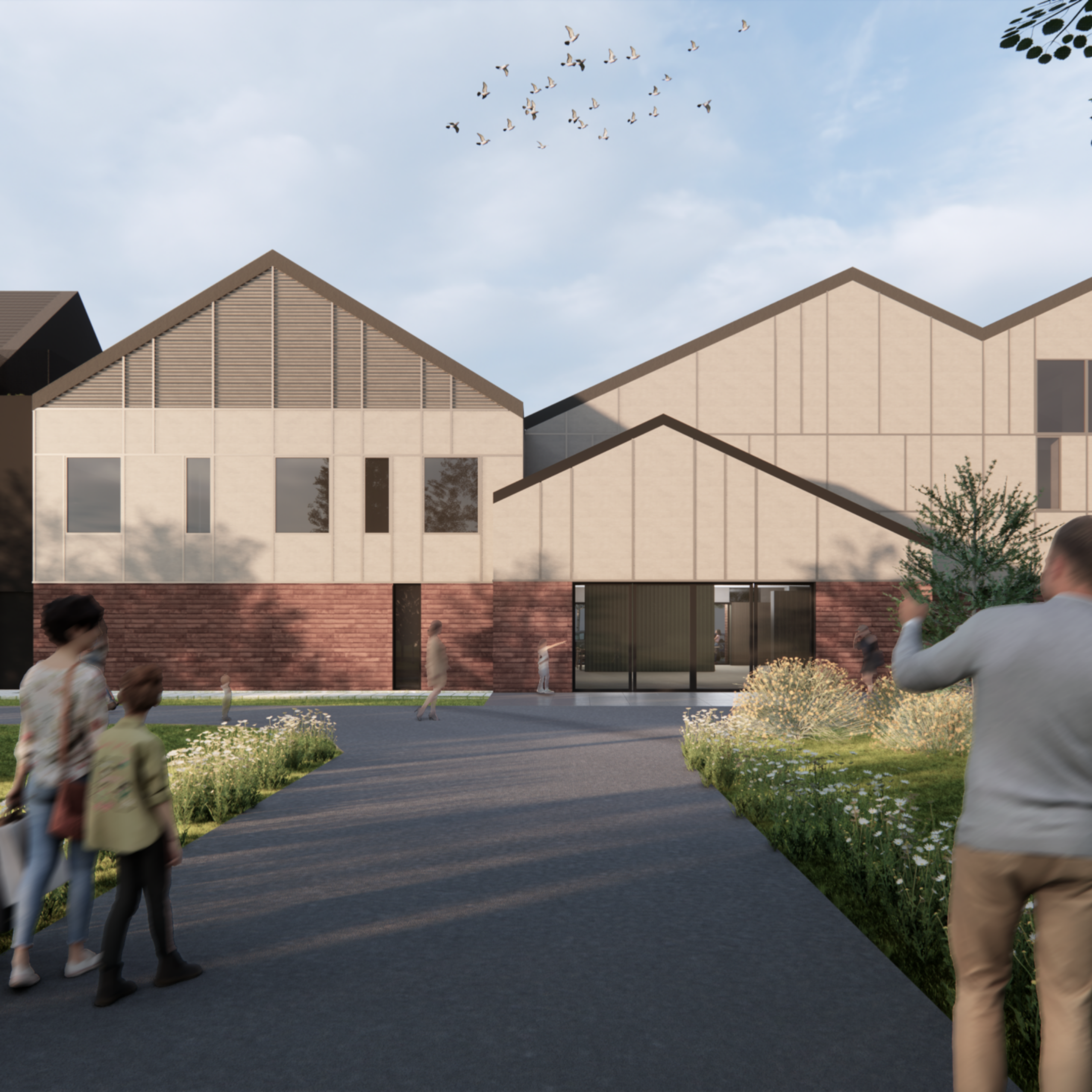 Projekt hotelu Masz Room z widokiem na główne wejście i nowoczesną architekturę autorstwa ASM Architekt.